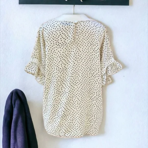 Shein Cream Black Polka Dot Top - Picture 5 of 9